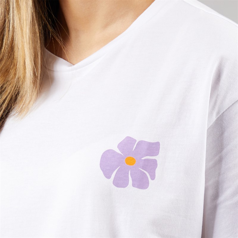 Pieces Damen Oversized Grafik T Shirt White Flower