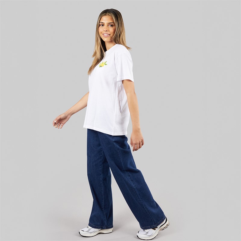 Pieces Damen Oversized Grafik T Shirt White Lemon