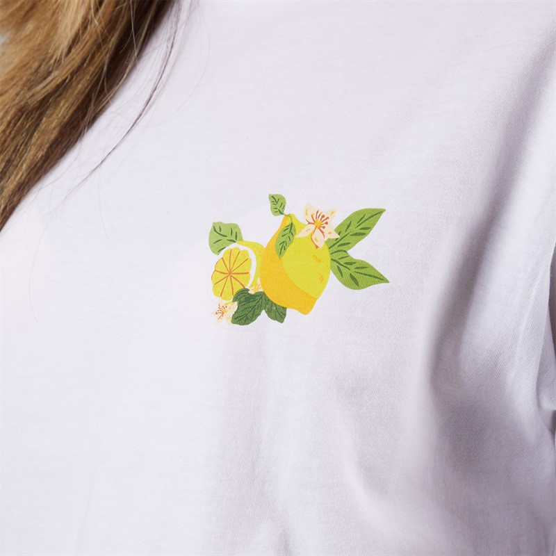 Pieces Damen Oversized Grafik T Shirt White Lemon