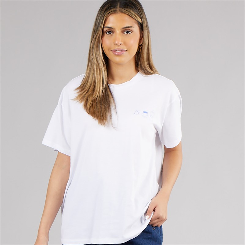 Pieces Damen Oversized Grafik T Shirt White Coffee