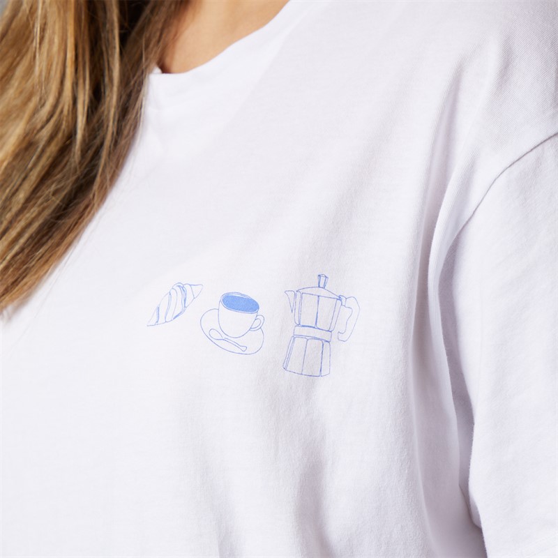 Pieces Damen Oversized Grafik T Shirt White Coffee