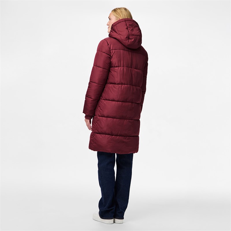 Pieces Womens Janni Long Puffer Jacket Tawny Port