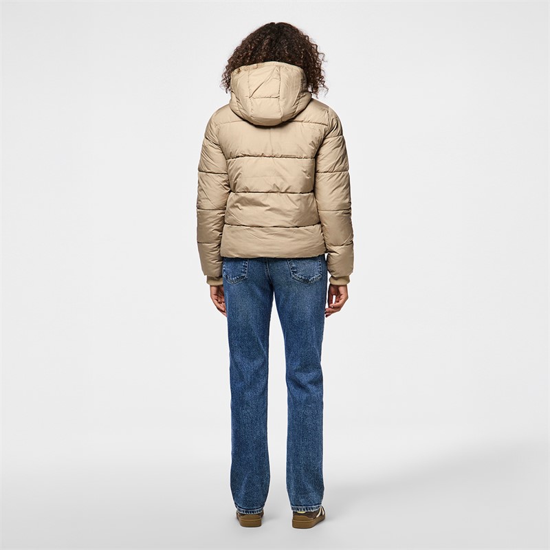 Pieces Dames Janni Korte Puffer Jas Silver Mink