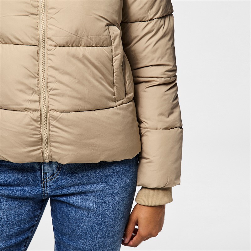 Pieces Dames Janni Korte Puffer Jas Silver Mink