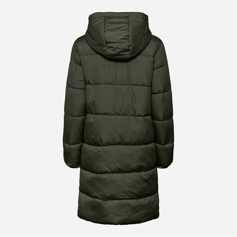 Pieces Womens Janni Long Puffer Jacket Forest Night