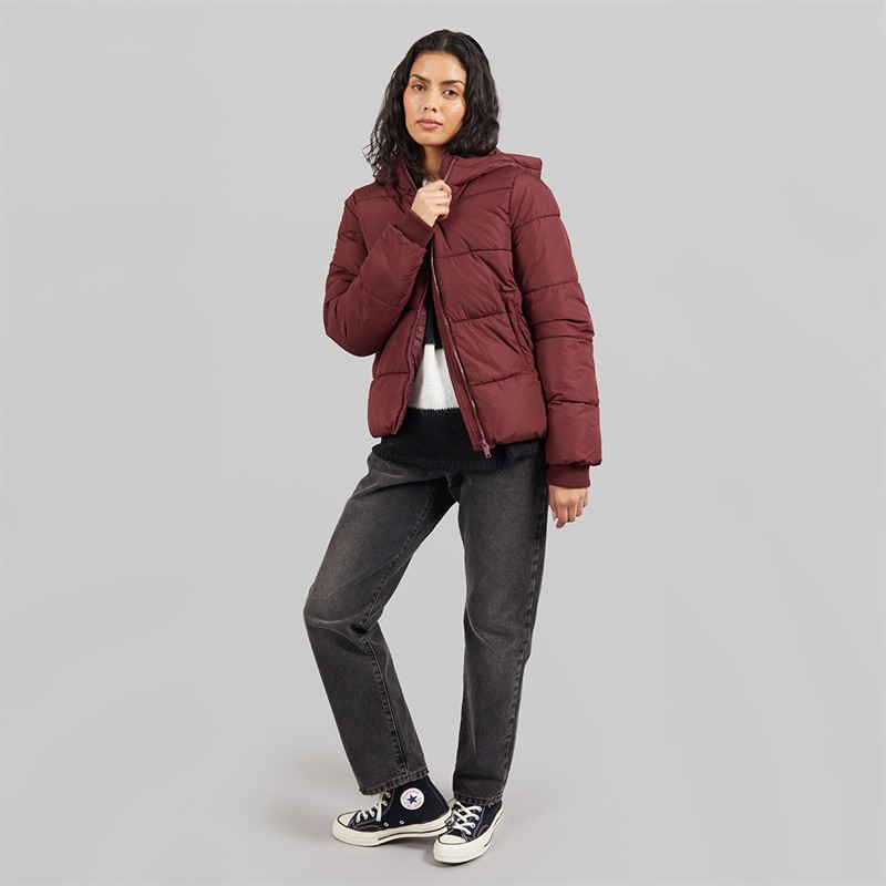 Pieces Womens Janni Short Puffer Jacket Tawny Port