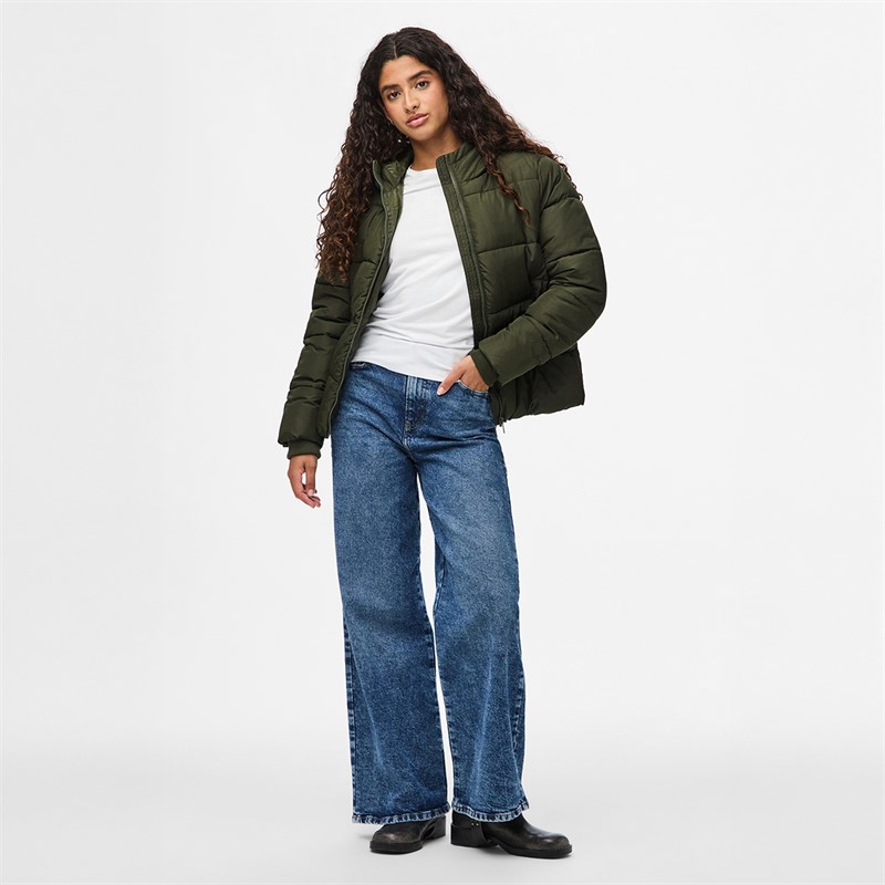 Pieces Dames Janni Korte Puffer Jas Forest Night