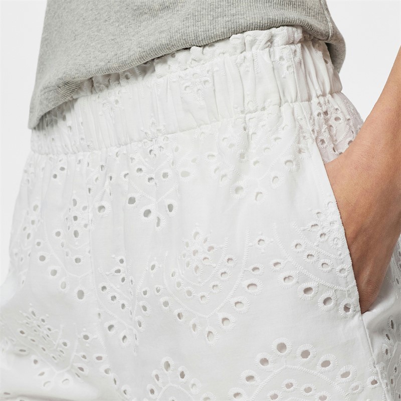 Pieces Damen Vilde Gewebte Shorts Bright White