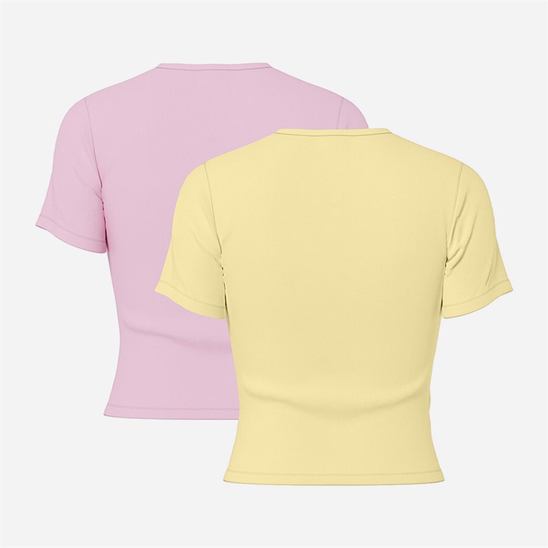 Pieces Womens Amira Two Pack T-Shirts Pink/Yellow