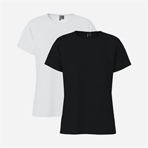 Pieces Womens Amira Two Pack T-Shirts Black/White