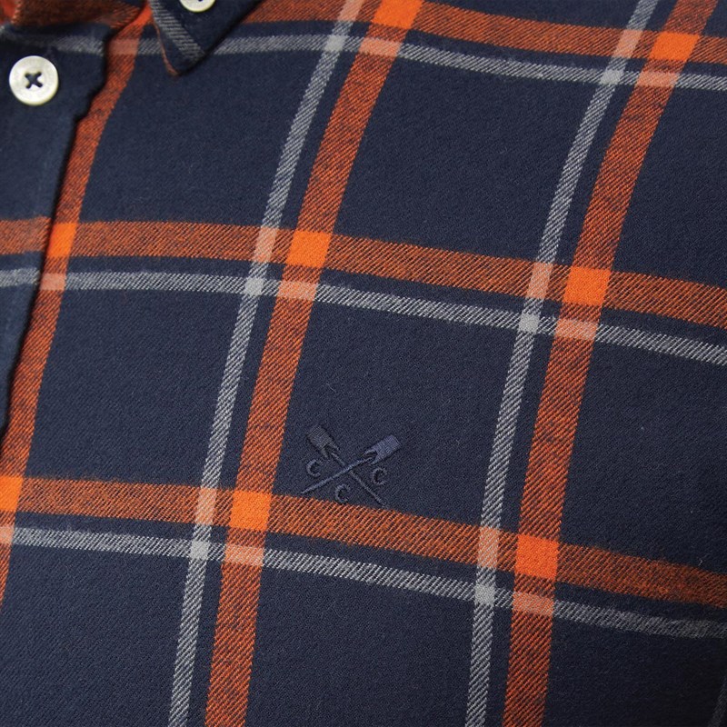 Crew Clothing Mens Flannel Check Long Sleeve Shirt Navy/Grey/Roux