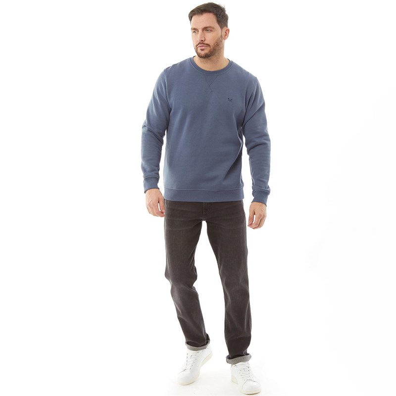 Crew Clothing Mens Crew Neck Sweatshirt Steel Blue