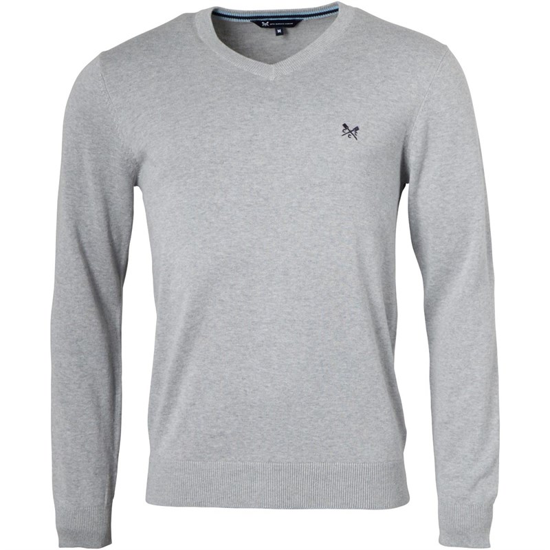 Sweat Homme Crew Clothing Gris 1/4 Zip - Coton Mélangé Taille L