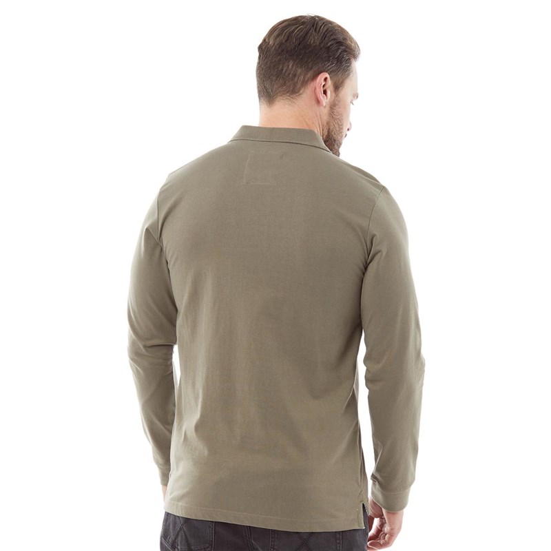 Crew Clothing Mens Long Sleeve Polo Dusty Olive