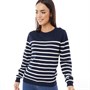 Crew Clothing Womens Stripe Knit Jumper White Linen/Navy