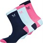 Crew Clothing Womens Three Pack Socks Blue/Navy/Pink