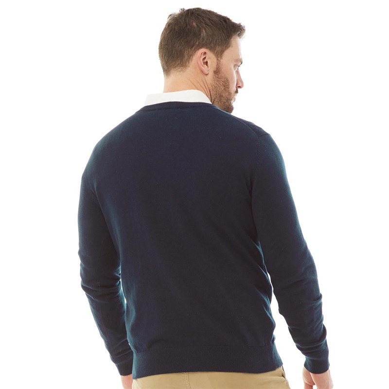 Crew Clothing Mens V-Neck Jumper Navy