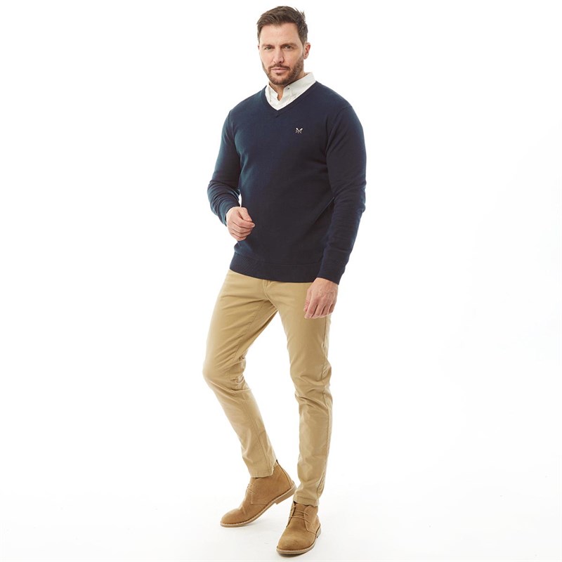 Crew Clothing Mens V-Neck Jumper Navy