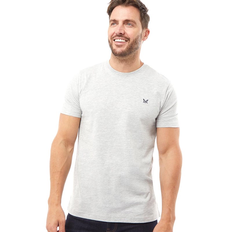 Buy Crew Clothing Mens Round Neck T-Shirt Grey Marl