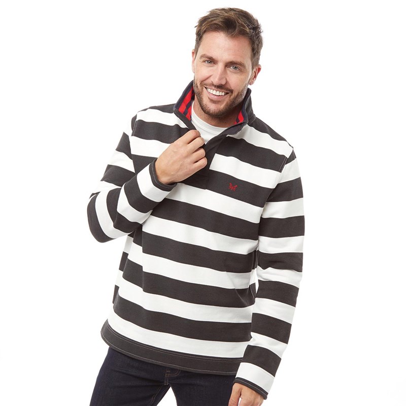 Crew Clothing Herre Pique Strip Sweatshirts Flerfarvede Striber