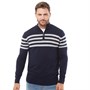Crew Clothing Mens 1/4 Zip Stripe Jumper Navy/Grey Stripe