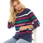 Crew Clothing Womens Cassie Multi Stripe Long Sleeve Top Navy/Multi Stripe