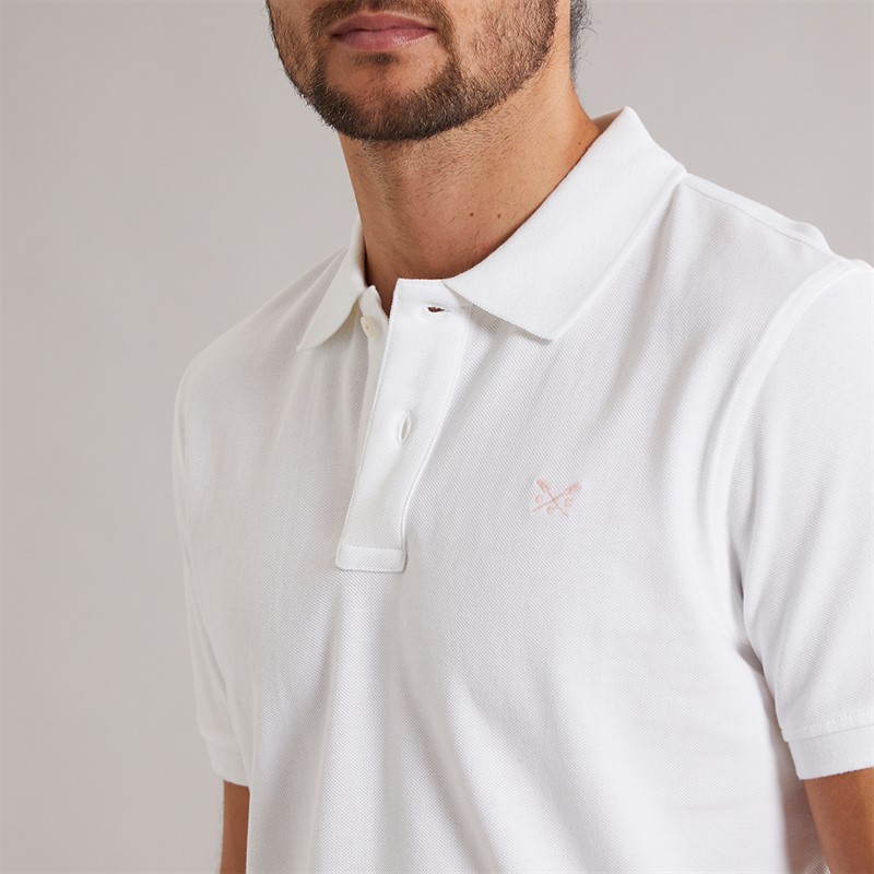 Crew Clothing Mens Melbury Solid Polo Shirt White