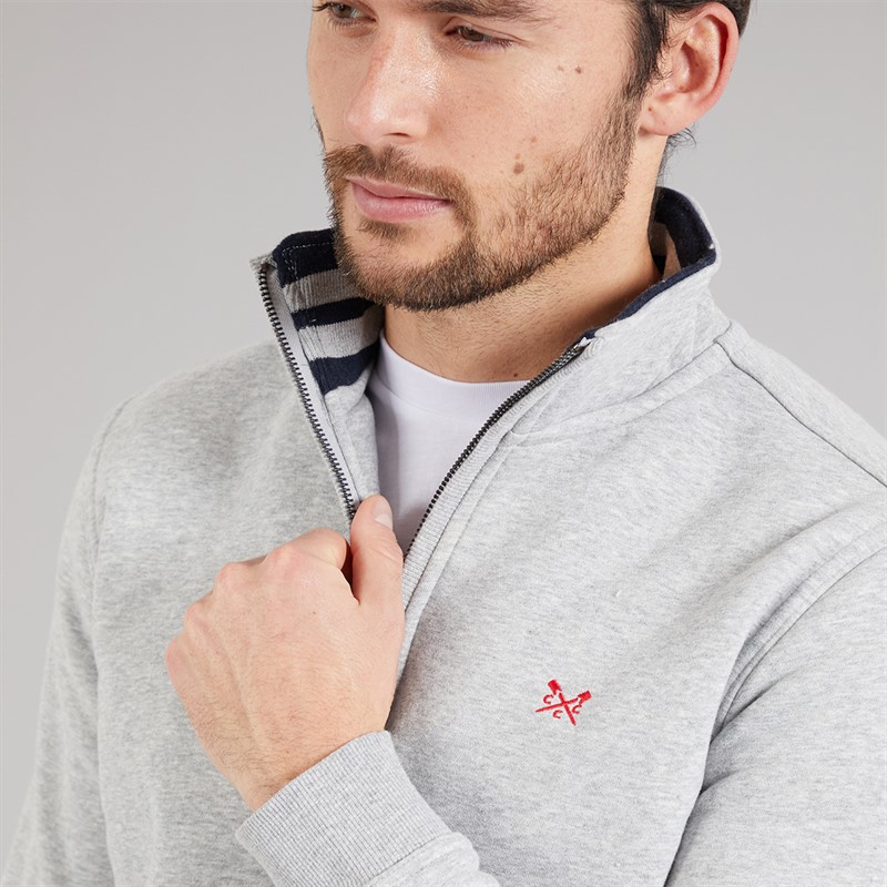 Crew Clothing Mens 1/2 Zip Solid Sweatshirt Grey Marl