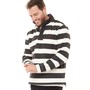 Crew Clothing Mens Pique Stripe Sweatshirt Charcoal/Ecru
