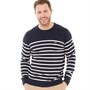 Crew Clothing Mens Stripe Crew Neck Knitted Jumper Navy/White