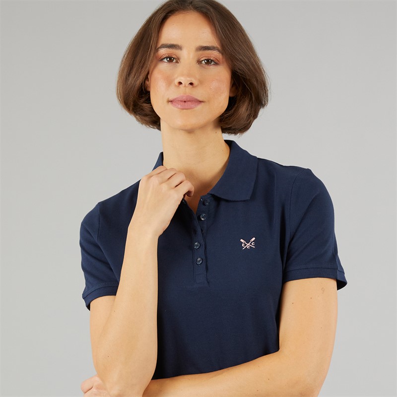 Crew Clothing Womens Exmouth Polo Shirt Navy