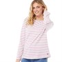 Crew Clothing Womens Long Sleeve Wide Stripe Interlock Top Ibis Rose/White