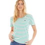 Crew Clothing Womens Scoop Neck Stripe T-Shirt White/Green Lake
