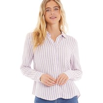 Crew Clothing Womens Linen Stripe Shirt Orchid/White