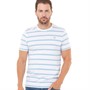 Crew Clothing Mens Triple Stripe T-Shirt White Base/Skyway/Spirit Blue