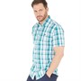 Crew Clothing Mens Short Sleeve Poplin Check Shirt Deep Lake/Veridan Green/Maine Blue