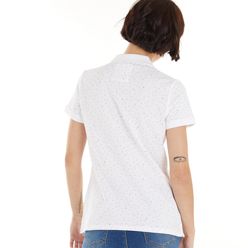 Crew Clothing Womens Polo Shirt White/Flamingo/Golden Haze