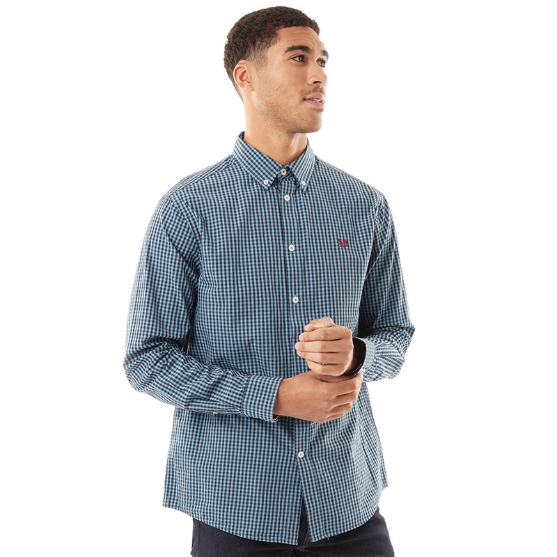 Buy Crew Clothing Mens Classic Gingham Long Sleeve Shirt Bluenavy