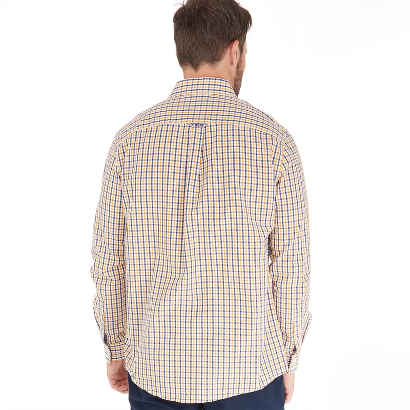 Crew Clothing Mens Gingham Shirt White/Mazarine/Sunflower