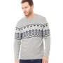 Crew Clothing Mens Fairisle Crew Neck Jumper Grey