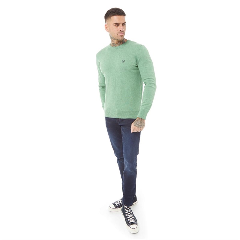 Crew Clothing Mens Cashmere Knit Jumper Sea Spray Marl