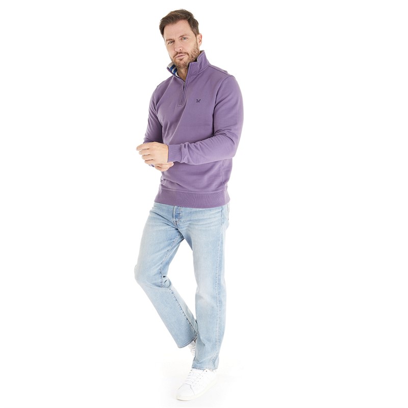 Crew Clothing Mens 1/2 Zip Solid Sweatshirt Mulled Grape