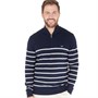 Crew Clothing Mens 1/2 Zip Stripe Jumper Navy/Grey Marl