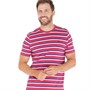 Crew Clothing Mens Double Stripe T-Shirt Red Bud/White/Mazarine