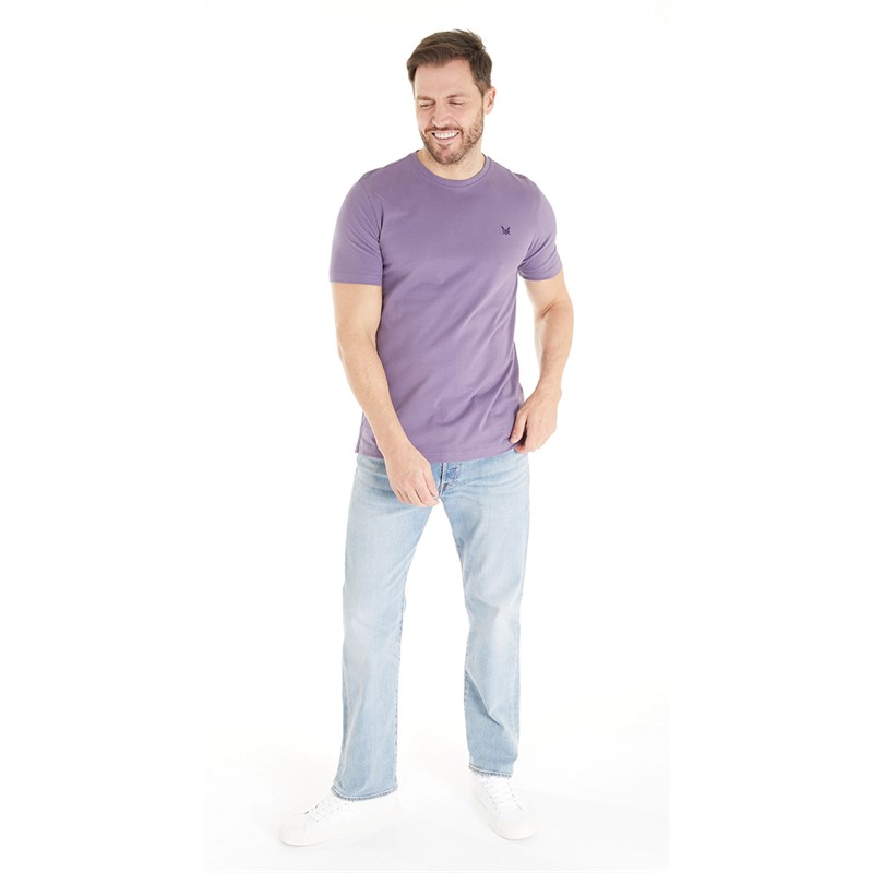 Crew Clothing Mens Round Neck T-Shirt Mulled Grape