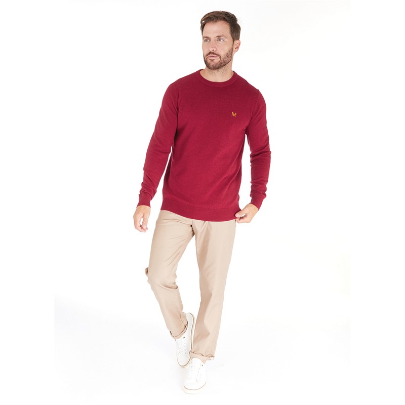 Crew Clothing Mens Crew Neck Jumper Red Bud Marl