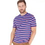 Crew Clothing Mens Double Stripe T-Shirt Mazarine/White/Red Bud