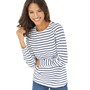 Crew Clothing Womens Long Sleeve Stripe T-Shirt With Crochet Detail White Navy