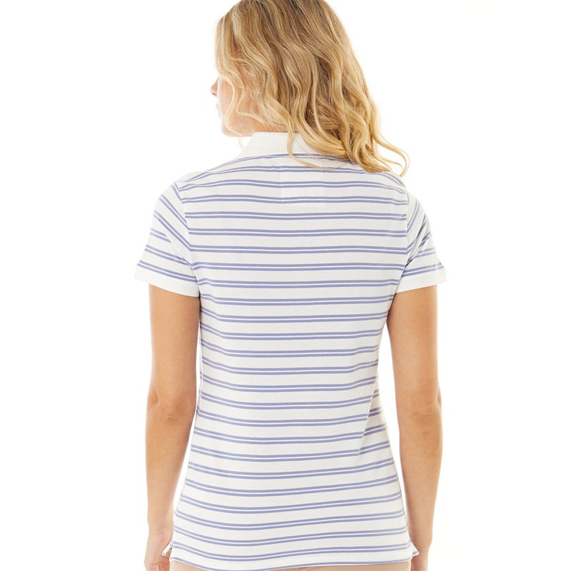Crew Clothing Womens Stripe Polo Shirt Ink Wash