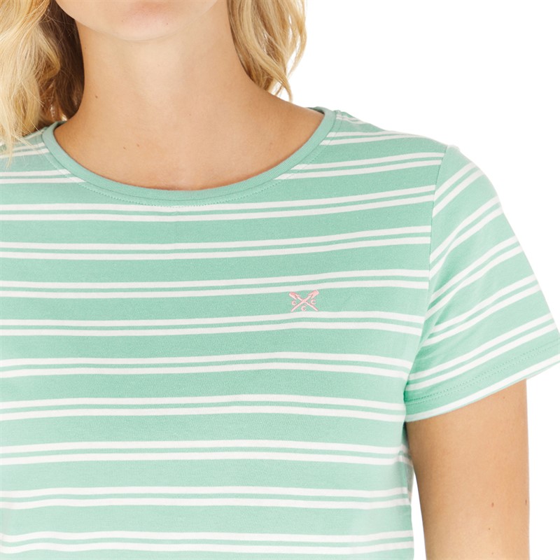 Crew Clothing Womens Stripe T-Shirt Sea Green